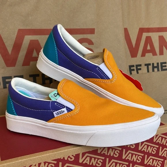 Vans Comfycush Slip-On Multi Block Multi/True White sneakers Men’s - Picture 7 of 16